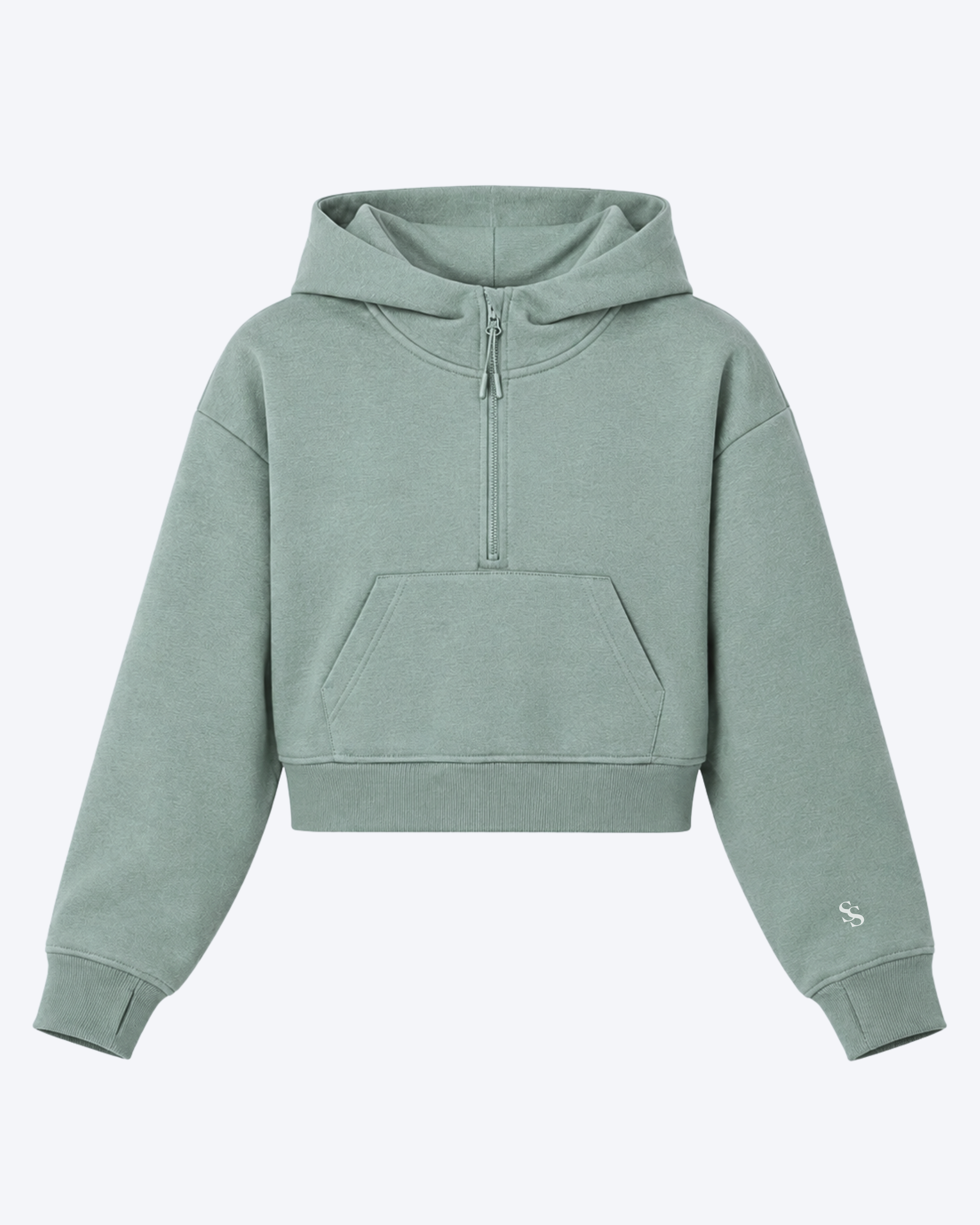 Studio Sundays™ Half-Zip Crop Hoodie Sage Green