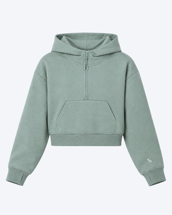 Studio Sundays™ Half-Zip Crop Hoodie Sage Green