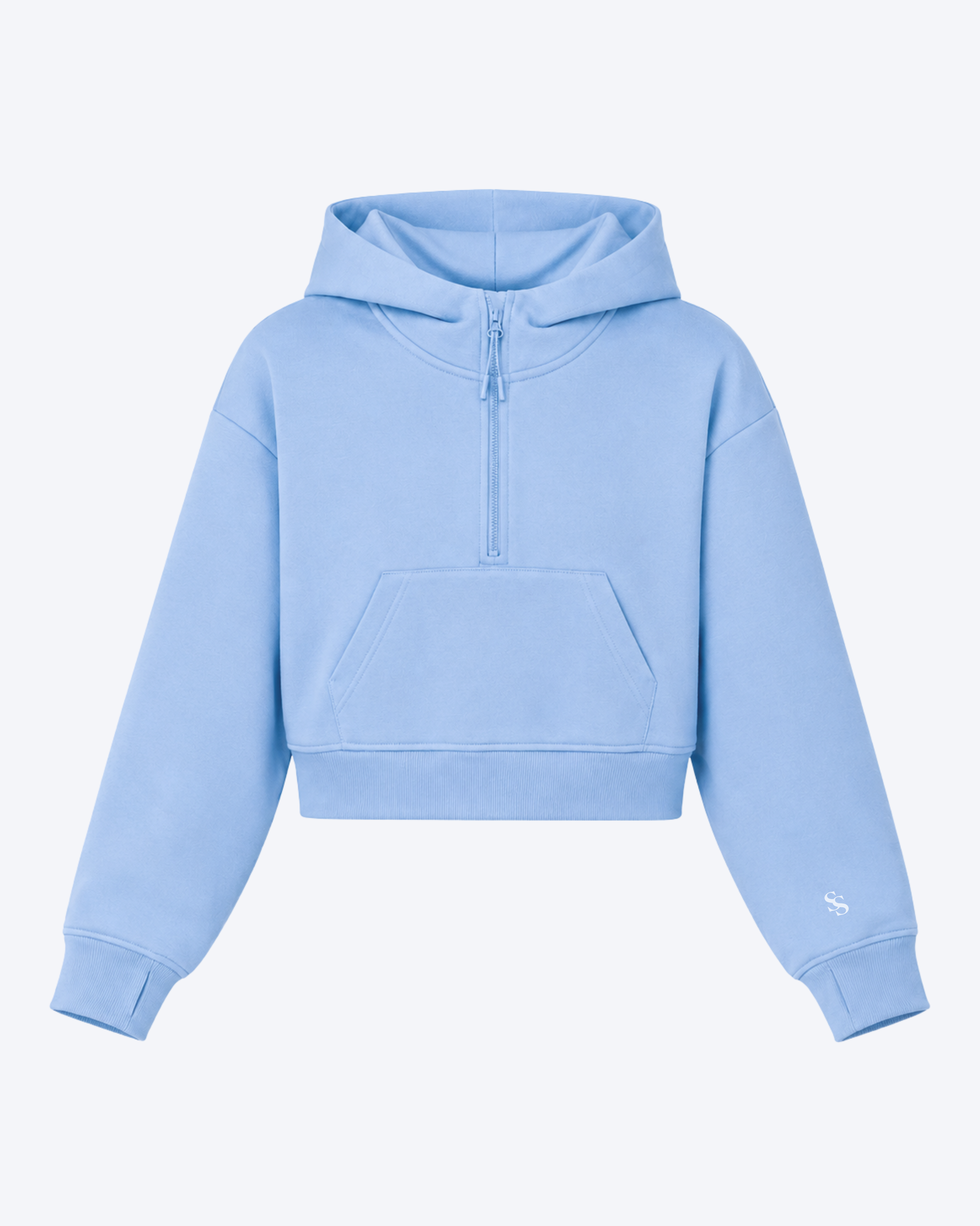 Studio Sundays™ Half-Zip Crop Hoodie Sky Blue