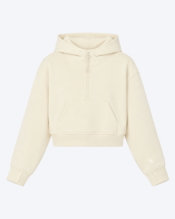 Studio Sundays™ Half-Zip Crop Hoodie Butter