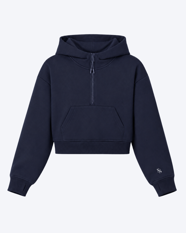Studio Sundays™ Half-Zip Crop Hoodie Navy