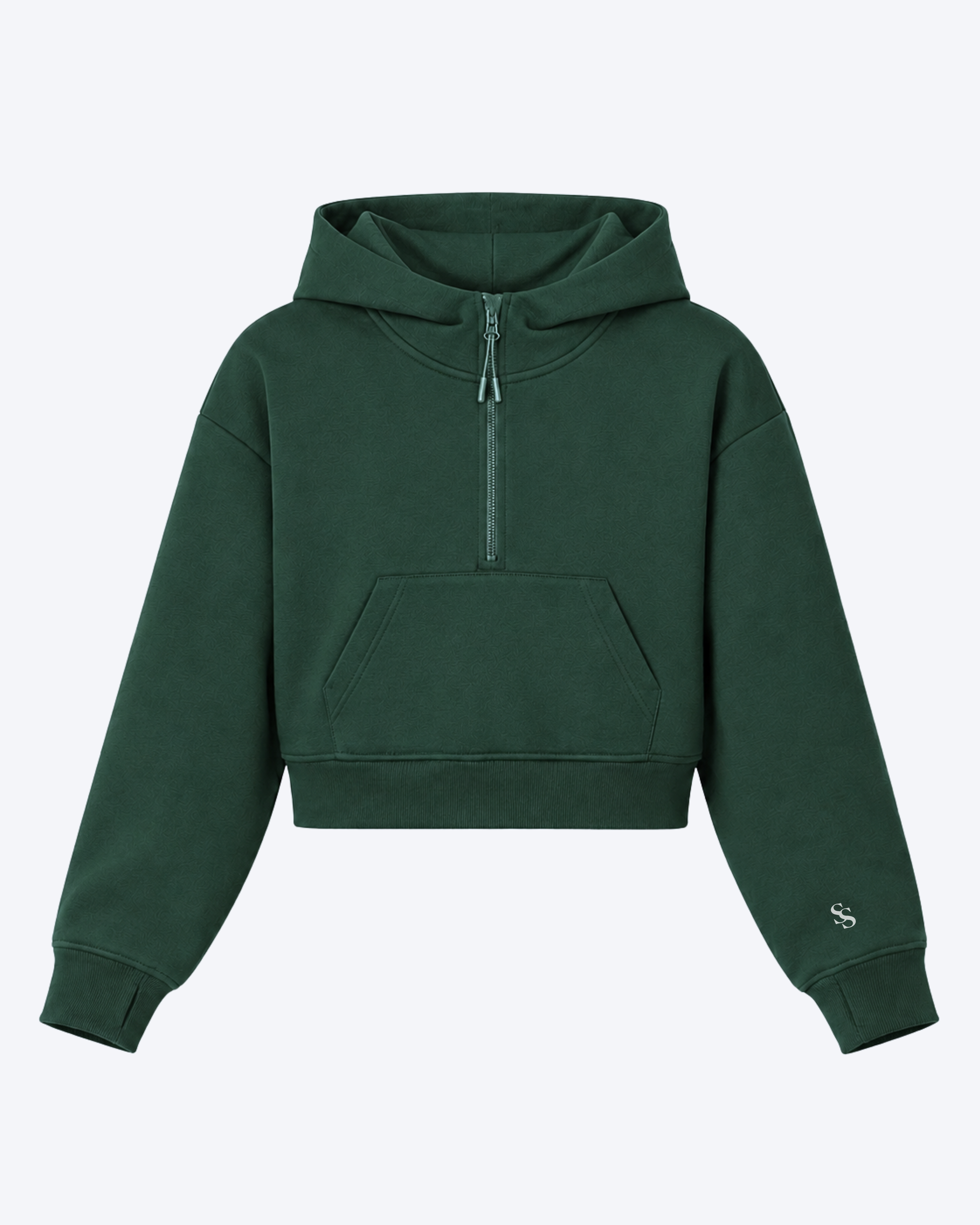 Studio Sundays™ Half-Zip Crop Hoodie Forest Green