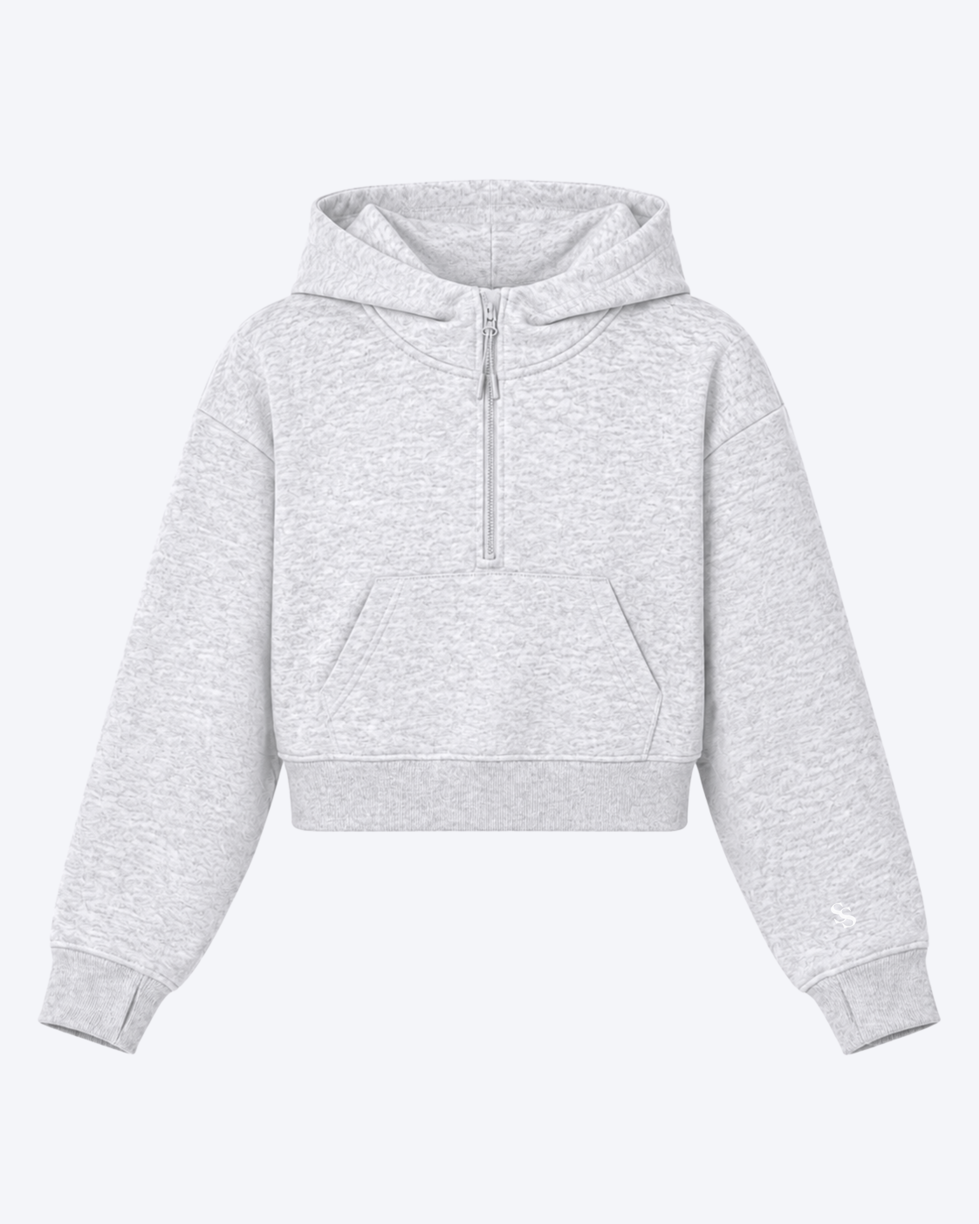 Studio Sundays™ Half-Zip Crop Hoodie Ash Heather