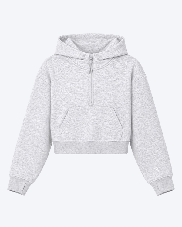 Studio Sundays™ Half-Zip Crop Hoodie Ash Heather