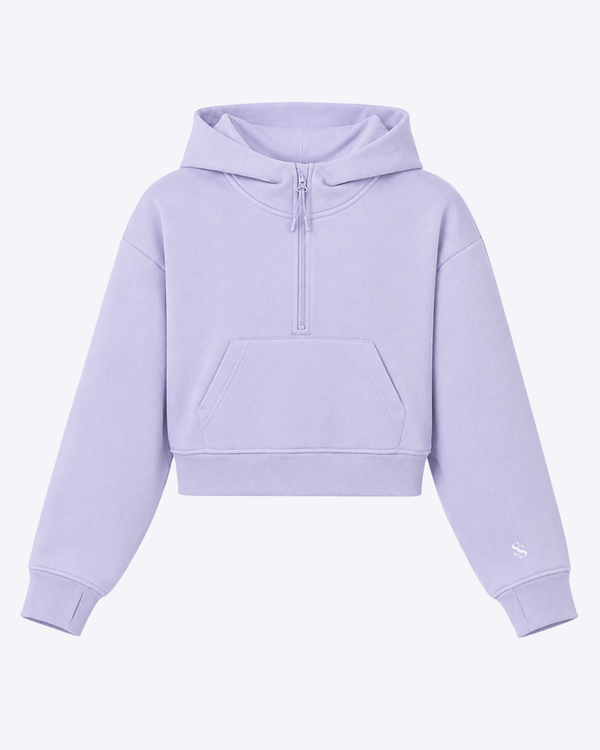 Studio Sundays™ Half-Zip Crop Hoodie Lavender